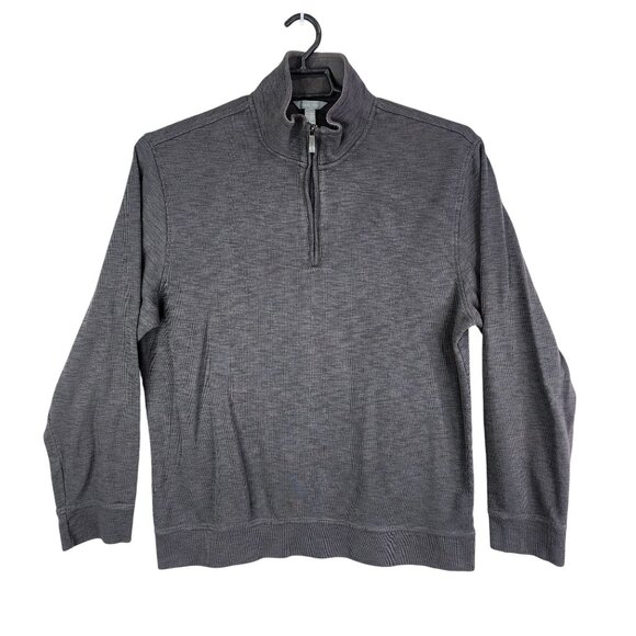 Mens Gray Van Heusen Pullover Sweater 1/4 Zip Long Sleeve Mock Neck Size XL - Picture 1 of 12